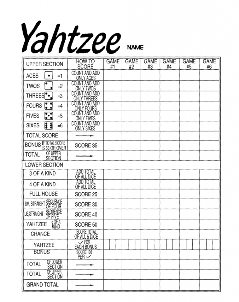 printable yahtzee score sheets 2 per page